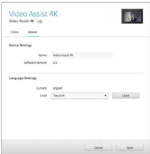 Blackmagic Design Video Assist 4K digital video recorder - Alterar o Idioma - 1
