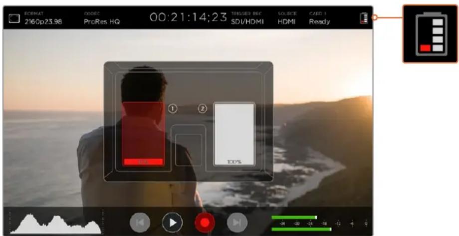 Blackmagic Design Video Assist 4K digital video recorder - Nivel de Bateria Restante - 1