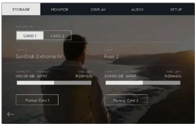 Blackmagic Design Video Assist 4K digital video recorder - Storage Settings - 1