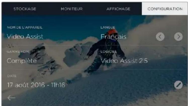Blackmagic Design Video Assist 4K digital video recorder - Paramètres de l'onglet Configuration - 1