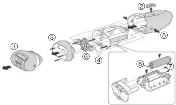 PANASONIC ES2053 - Entfernen der eingebauten aufladbaren Akkus - 1