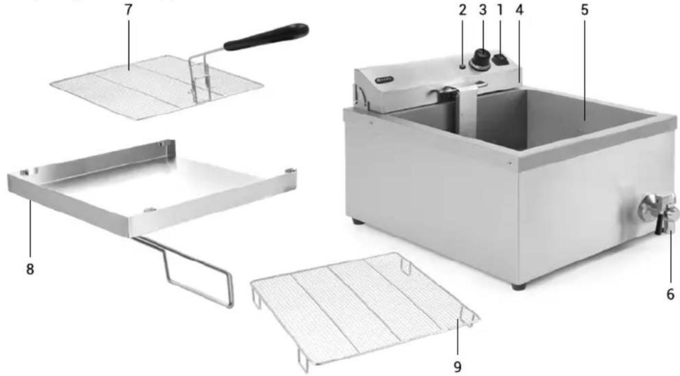Hendi Electric Donut Fryer 205914 - Principales pièces de l'appareil - 1