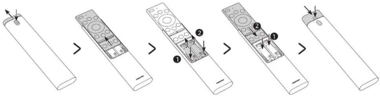 SAMSUNG UE43RU7449UXZG - Insertion des piles dans le Samsung Smart Remote - 1