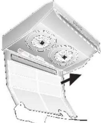 NEFF D1613S0GB - Verwijdersen en aanbrengen van het vlies-vetfilter: - 2