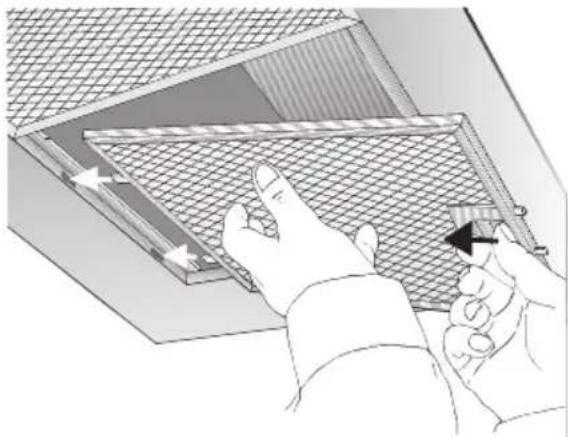 NEFF D69B20N0 - Removing and inserting the metal grease filters: - 1