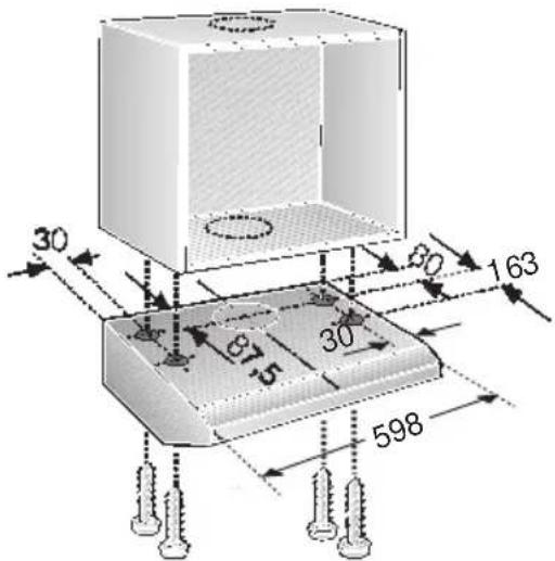 BOSCH DHU662U - Montaje de la campana en un armario superior - 1