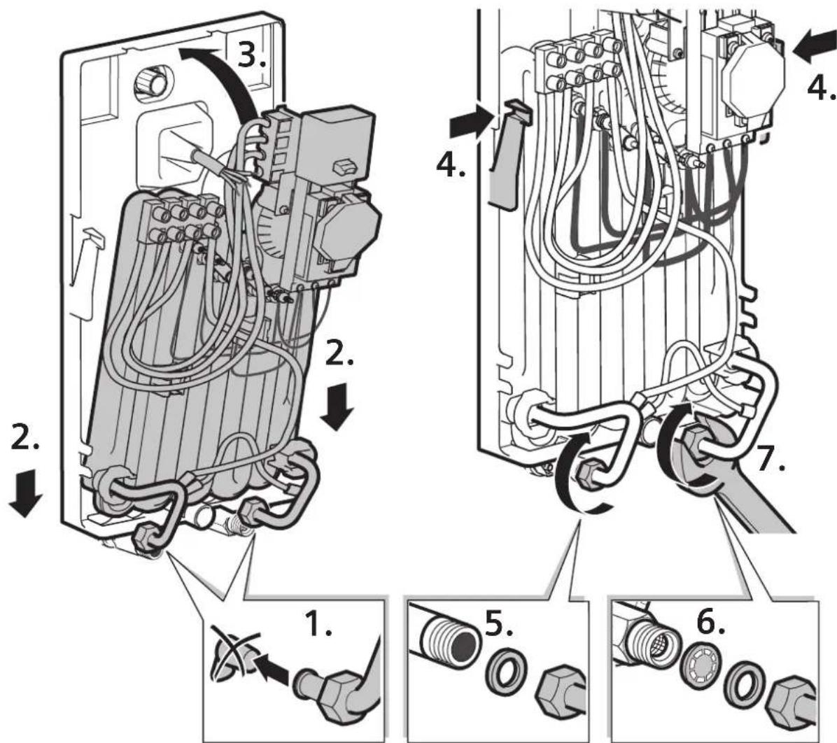 Technical diagram showing exploded view of electrical wiring and components with numbered parts and labeled parts.