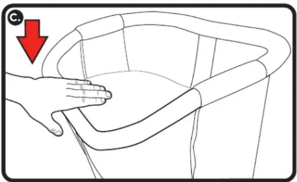 Halo Bassinest Premiere 12 - USE INSTRUCTIONS CONTINUED / MODE D'EMPLOI SUITE / INSTRUCCIONES DE USO CONTINUADO To use retractable wall: Push down gently on front railing - 1