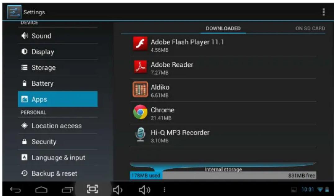Point of View Mobii 721 - Administer / supprimer des applications - 1
