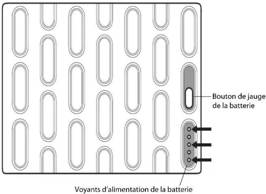 Motion Computing J3400 - Pour vérifier l'état de la batterie au moyen de la jauge - 1