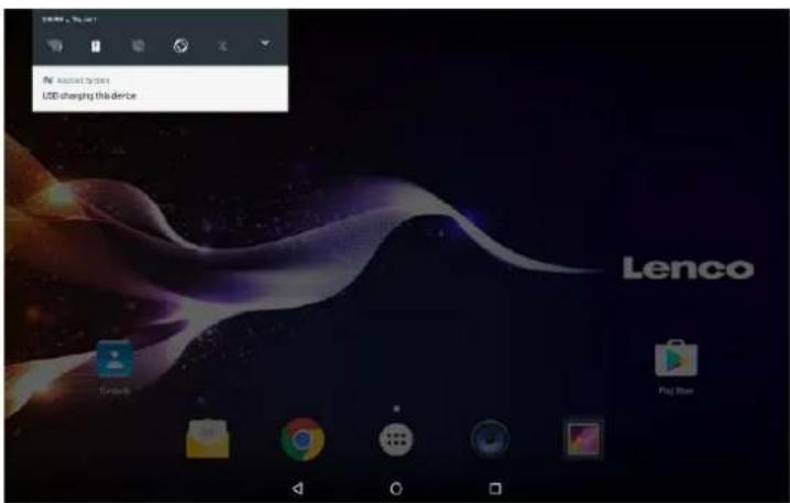 LENCO TDV1000 - When your tablet is connected, slide down the USB icon and then touch icon USB connected. - 1