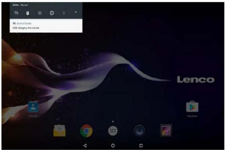 LENCO TDV1000 - Wenn Ihr Tablet verbunden ist, schieben Sie das USB-Icon nach unten und tippen Sie dann auf USB connected (USB verbunden). - 1