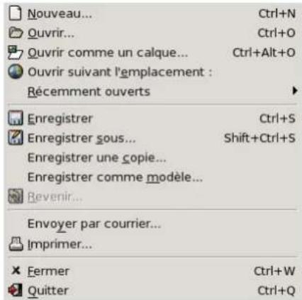 Gimp 2.4 - 14.5.1L菜单Fichier - 1