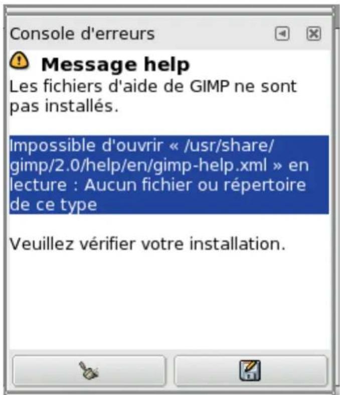Gimp 2.4 - Lafenétreddialogue "Consoled'erreurs" - 1