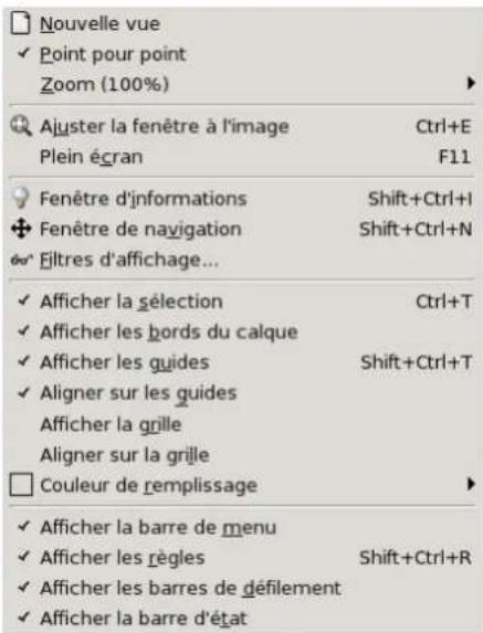 Gimp 2.4 - IntroductiOnaMenu"Affichage - 1