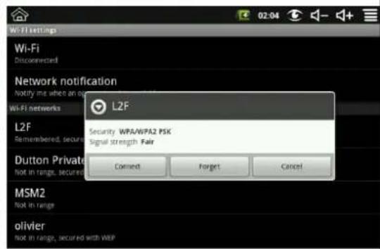 Bluetech MID700GBT001 - Your Wifi accessnowappear. In example, it's called L2F. Click on it - 2
