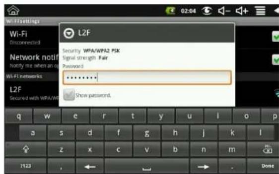 Bluetech MID700GBT001 - Your Wifi accessnowappear. In example, it's called L2F. Click on it - 1
