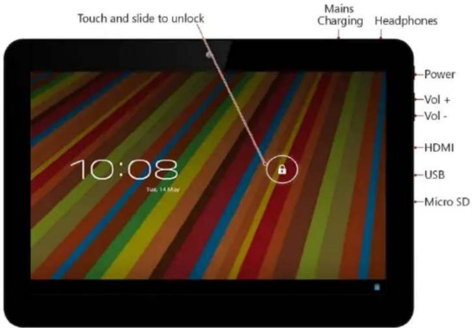 GEMINI Q10 Tablet GEMQ1002 - Botones y conexiones - 1