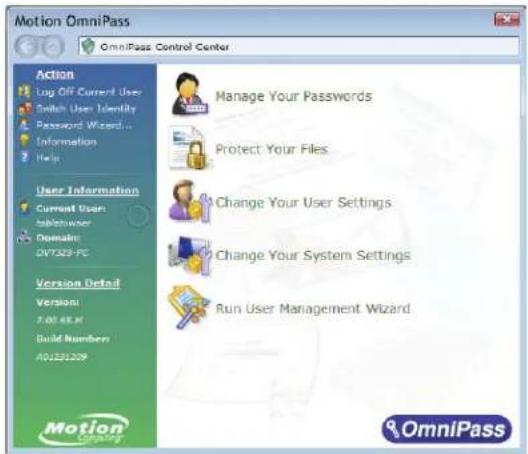 Motion Computing F5v - Pour démarrer Motion OmniPass - 2