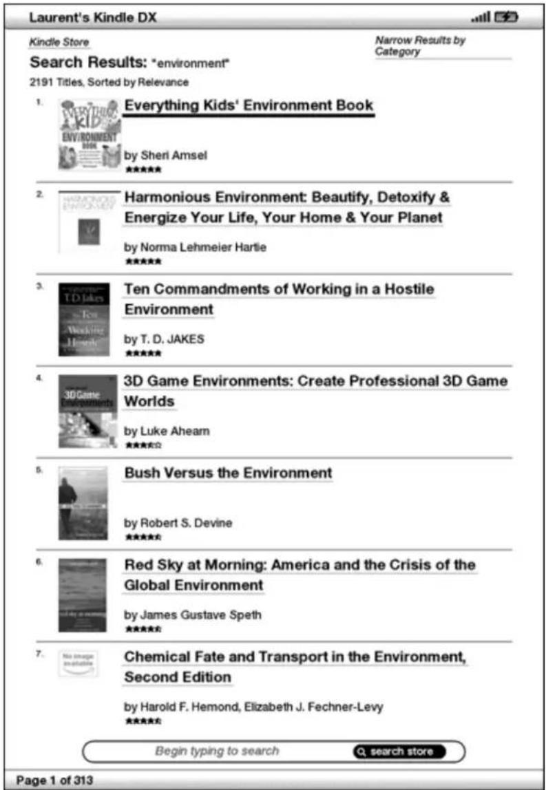 AMAZON Kindle DX (3rd edition) - EFFECTUER UNE RECHERCHE DANS LA KINDLE STORE - 1