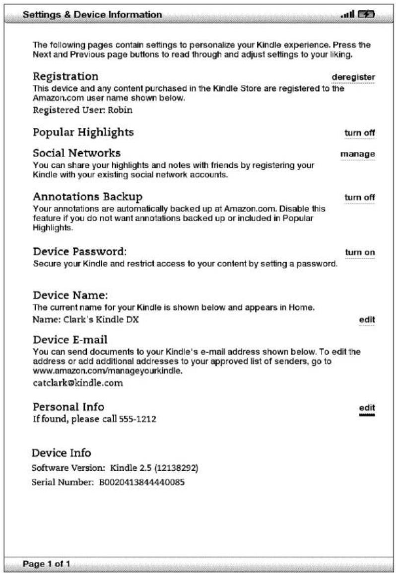 AMAZON Kindle DX (3rd edition) - Ajuster les paramètres de votre Kindle - 1