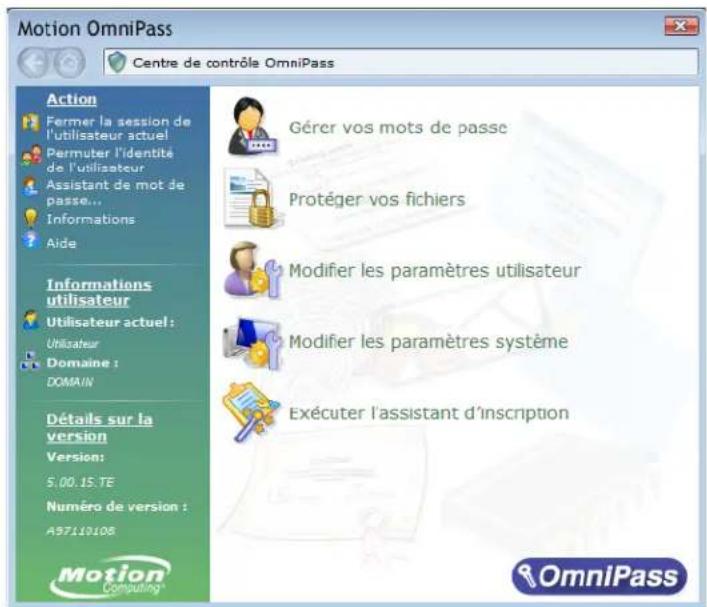 Motion Computing LE1700 - Pour démarrer Motion OmniPass - 1