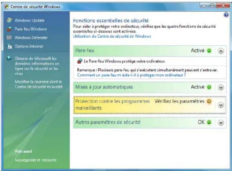 Motion Computing LE1700 - Utilisation du centre de sécurité Windows - 1
