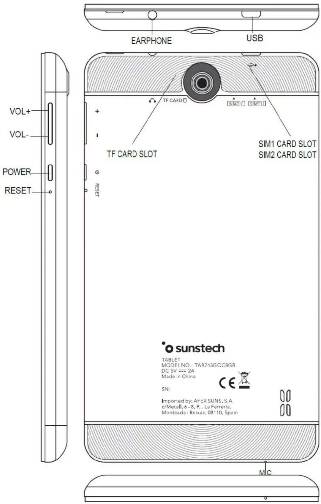 Sunstech Tab 743G QC - PIEZAS DE LA TABLET - 1