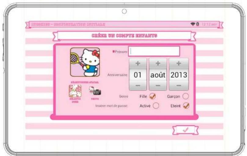 INGO Tablet Premium Hello Kitty - Creation d'un compte d'enfant - 1