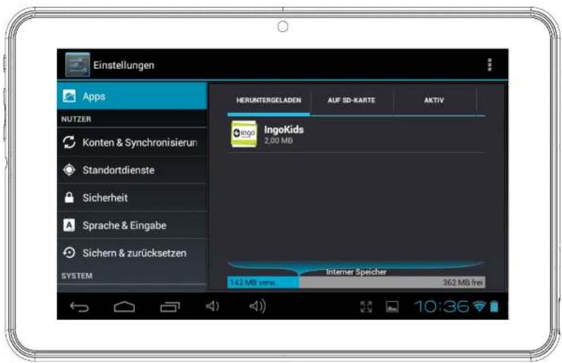 INGO Tablet Premium INU020D - Applicaties verwijderen - 1