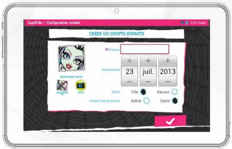 INGO Tablet Premium Monster High - Création d'un compte d'enfant - 1