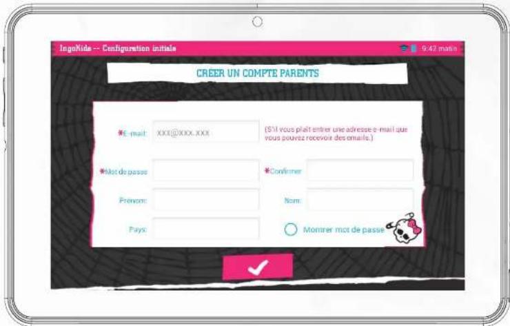 INGO Tablet Premium Monster High - Réglage du compte parental. - 1