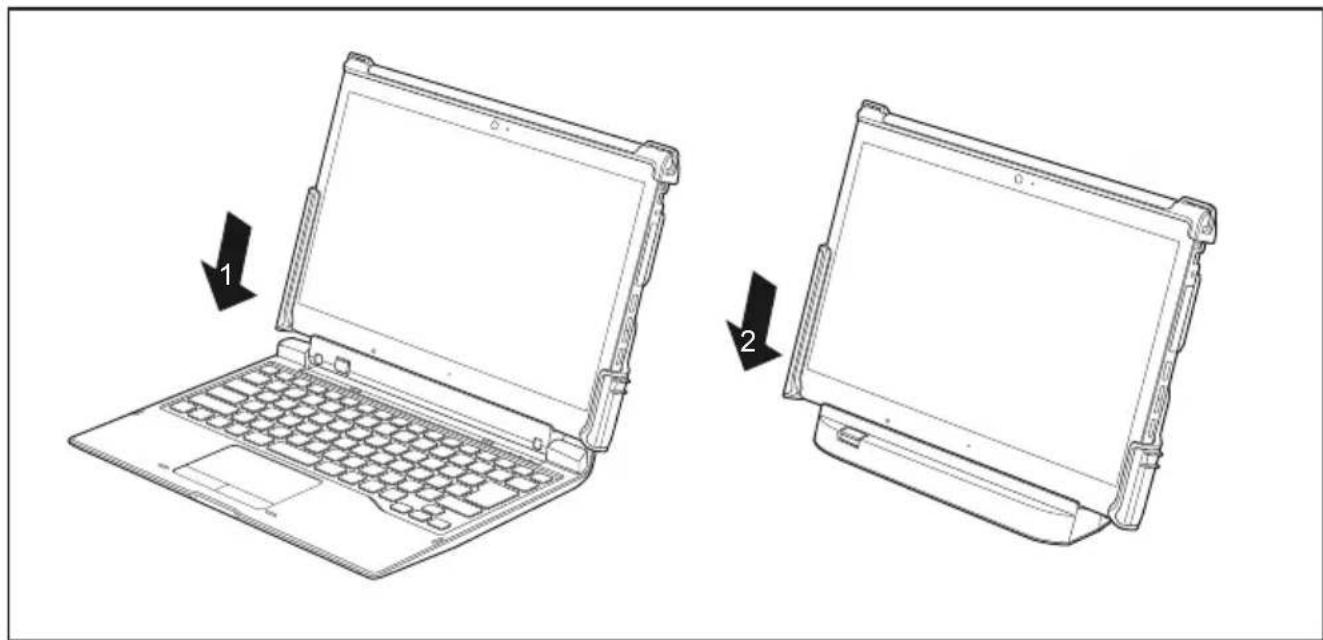 FUJITSU Stylistic Q737 - Installationdu TabletPCsurlaStationd’Accueil ClavierousurleSocle - 1