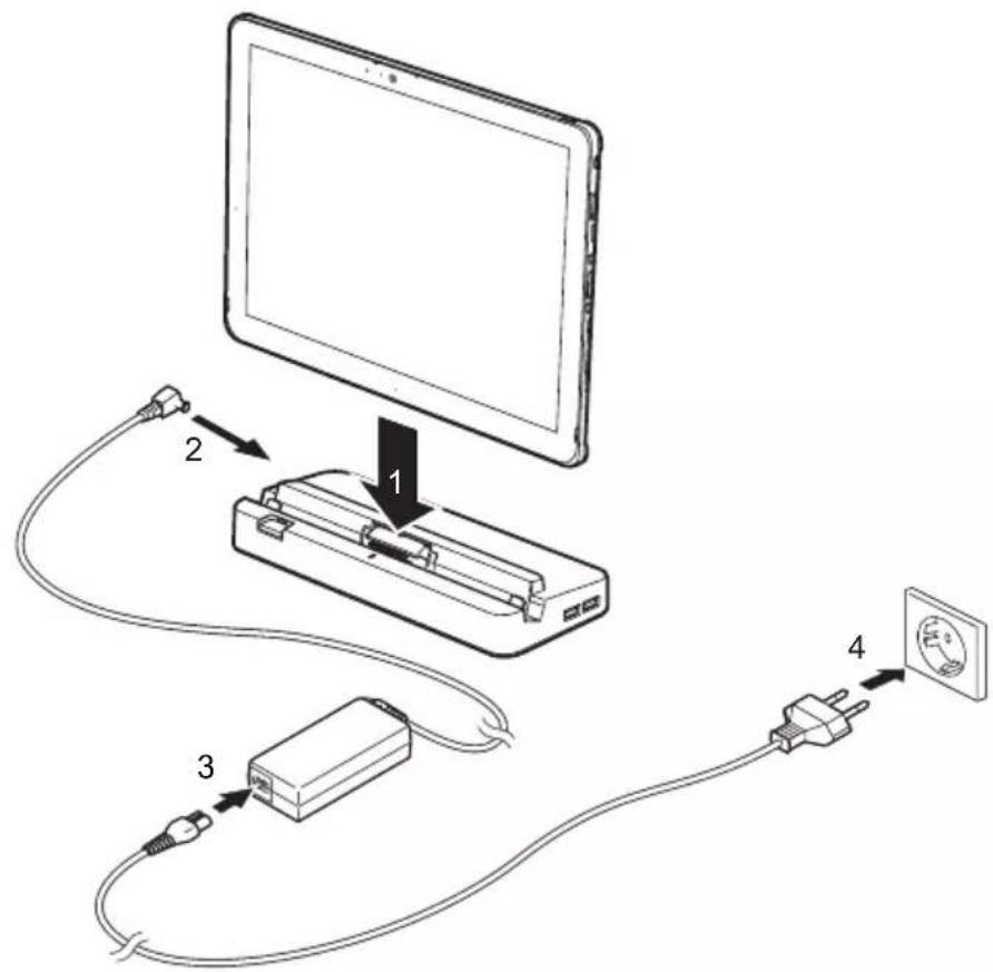 FUJITSU Stylistic V727 - Raccordement du tablet PC à la station d'accueil - 3