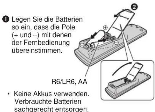PANASONIC SCPT150 - Vorbereiten der Fernbedienung - 1