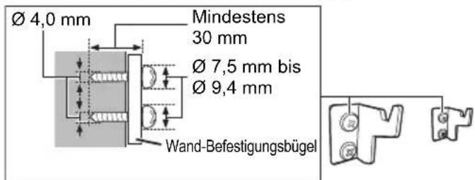 Ø 4,0 mm Mindestens 30 mm Ø 7,5 mm bis Ø 9,4 mm Wand-Befestigungsbügel