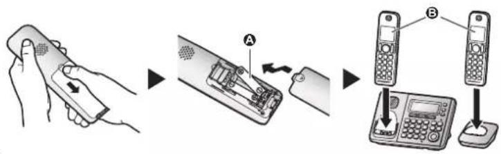 PANASONIC KXTGF374 - Mise en place/Recharge des piles - 1