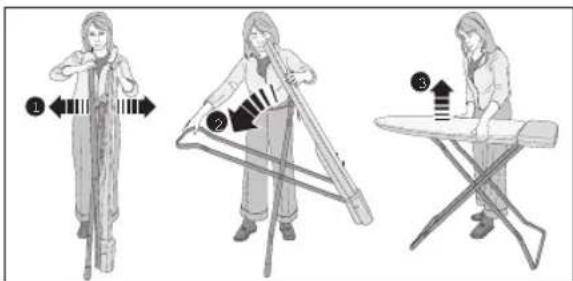 BOSCH TDN1710 - Put up the ironing board as follows: - 1