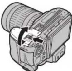 FUJIFILM FinePix HS35EXR - Ouvrez le couvercle du compartment de la batterie. - 1