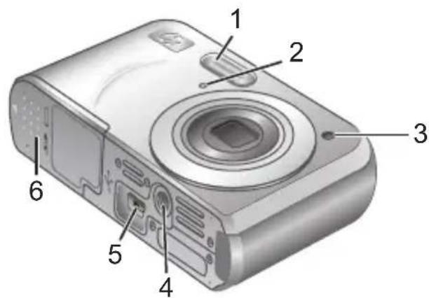 HP PhotoSmart M737 - Avant, côté et dessous de l'appareil photo - 1