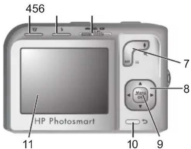 HP PhotoSmart M737 - Partes superior e traseira da camera - 2