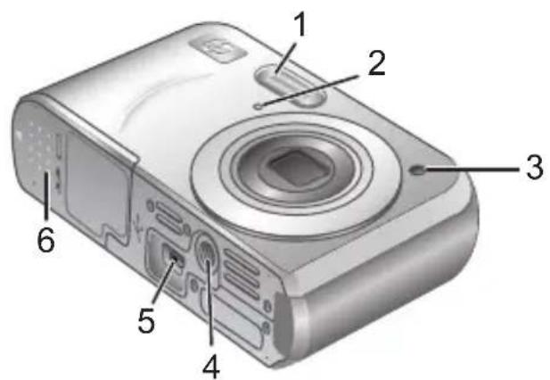 HP PhotoSmart M737 - Camera front, side, and bottom - 1