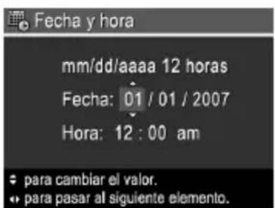 HP PhotoSmart R830 - Ajuste de la Fecha y la hora - 1