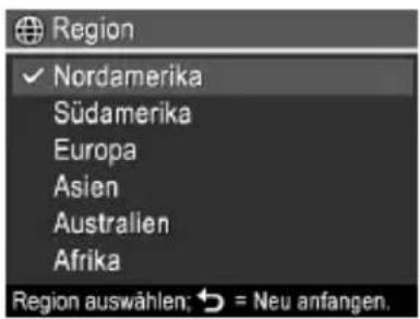 HP PhotoSmart R840 - Einstellen der Region - 1