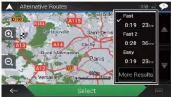 PIONEER AVICZ820DABC - Vérification d'itinéraires alternatifs - 1
