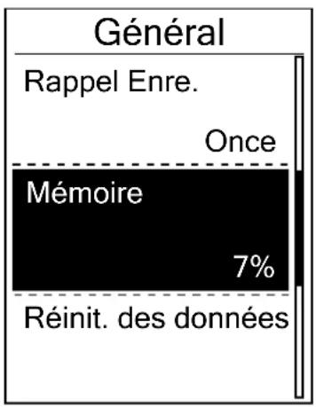 Bryton Rider 410 - Affichage de l'utilisation de la mémoire - 1