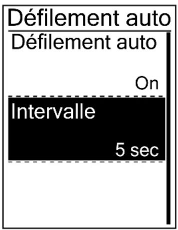 Bryton Rider 410 - Configuration du défilement automatique - 1