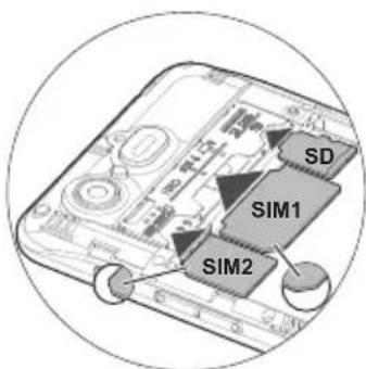 Amplicomms PowerTel M9500 - SIM-kaart(en), geheugenkaart en batterijplaatsen - 3