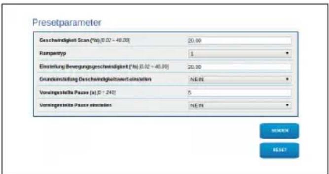 Videotec Ulisse Radical - Preset-Parameter Section - 1