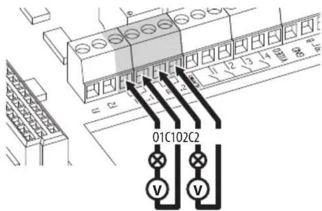 Videotec Ulisse Radical - Connection of the alarm inputs, of the twilight switch and of the relays - 3